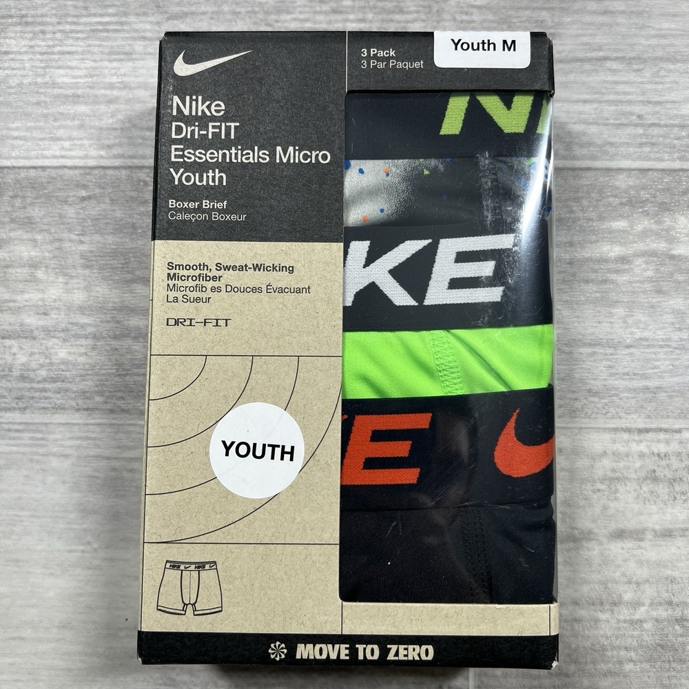 Nike Dri-FIT Essentials Micro Boxer Briefs Youth Medium- 3 Pack‎